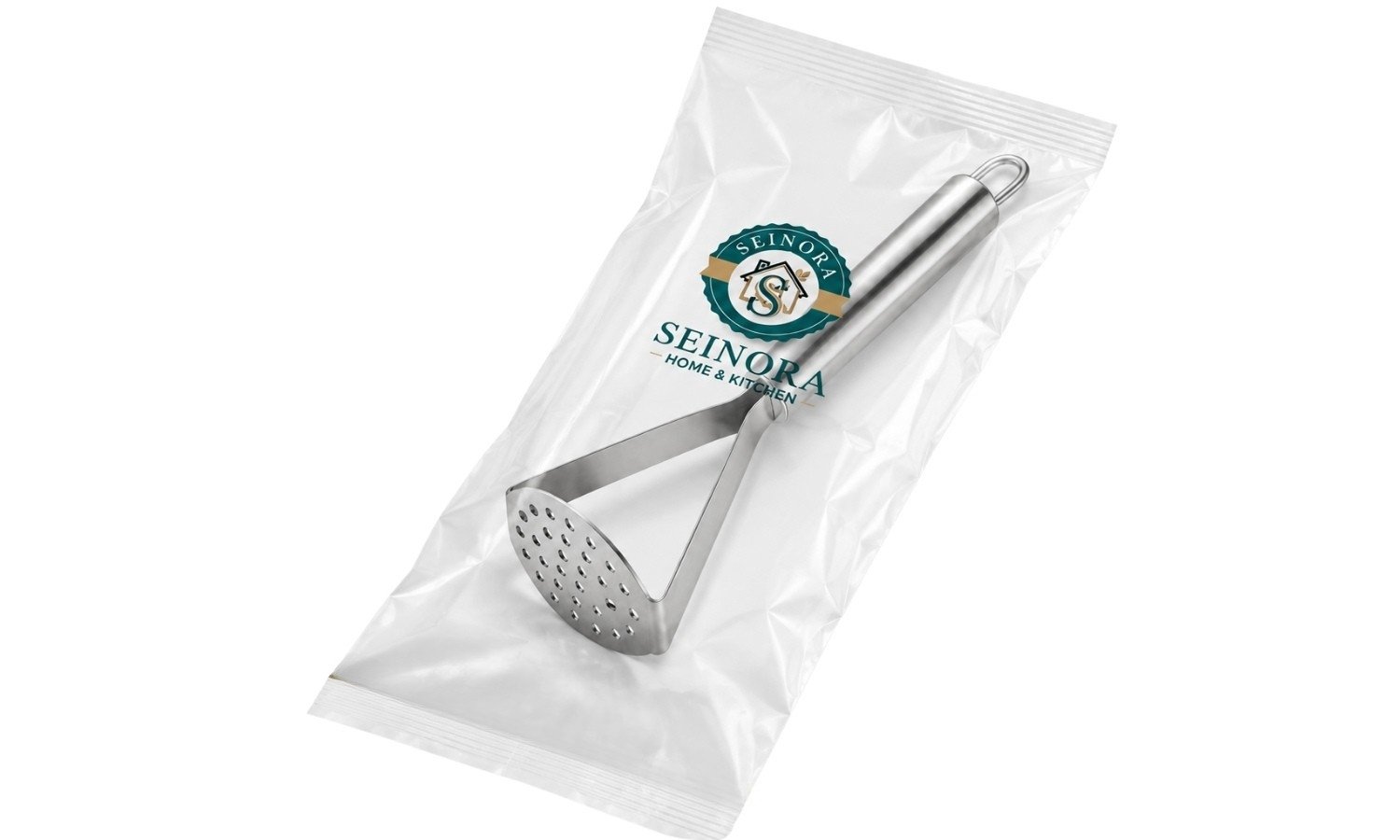 Stainless Steel Potato Masher Heavy-Duty Vegetable & Fruit Masher with Ergonomic Handle Manual Kitchen Masher